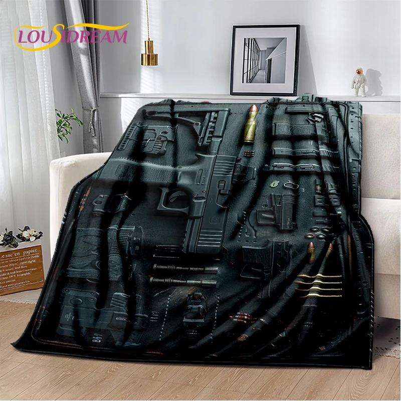 29 Style Retro Guns Pistol Ammunition Bullet Cartridge AK M4 Soft Flannel Blankets,Throw Blanket for Picnic Beds Sofa Bedroom