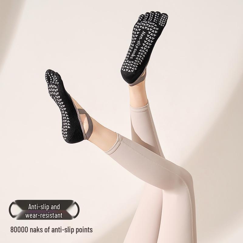 Women s Anti-Slip Yoga Toe Socks - Five-Finger Design for Pilates and Sports One Size [Professional Anti-slip]