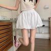 2026 Women's Korean Style High-Waist Fluffy Ruffle Black Wide-Leg Shorts