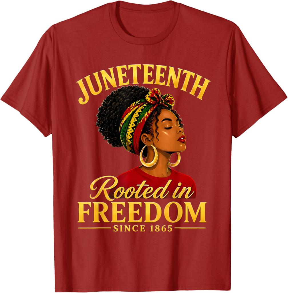 Juneteenth Rooted In Freedom Since 1865 Black Queen Tshirt Unisex Unisex Short Sleeve Celebration Tee 1865 Juneteenth Tshirt Gift