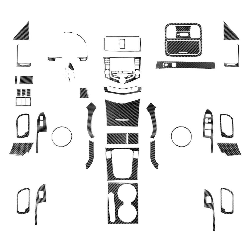 Carbon Fiber Interior Parts for Honda Accord 03-07: Steering Wheel, Window Lifters, Center Console, and Instrument Panel.