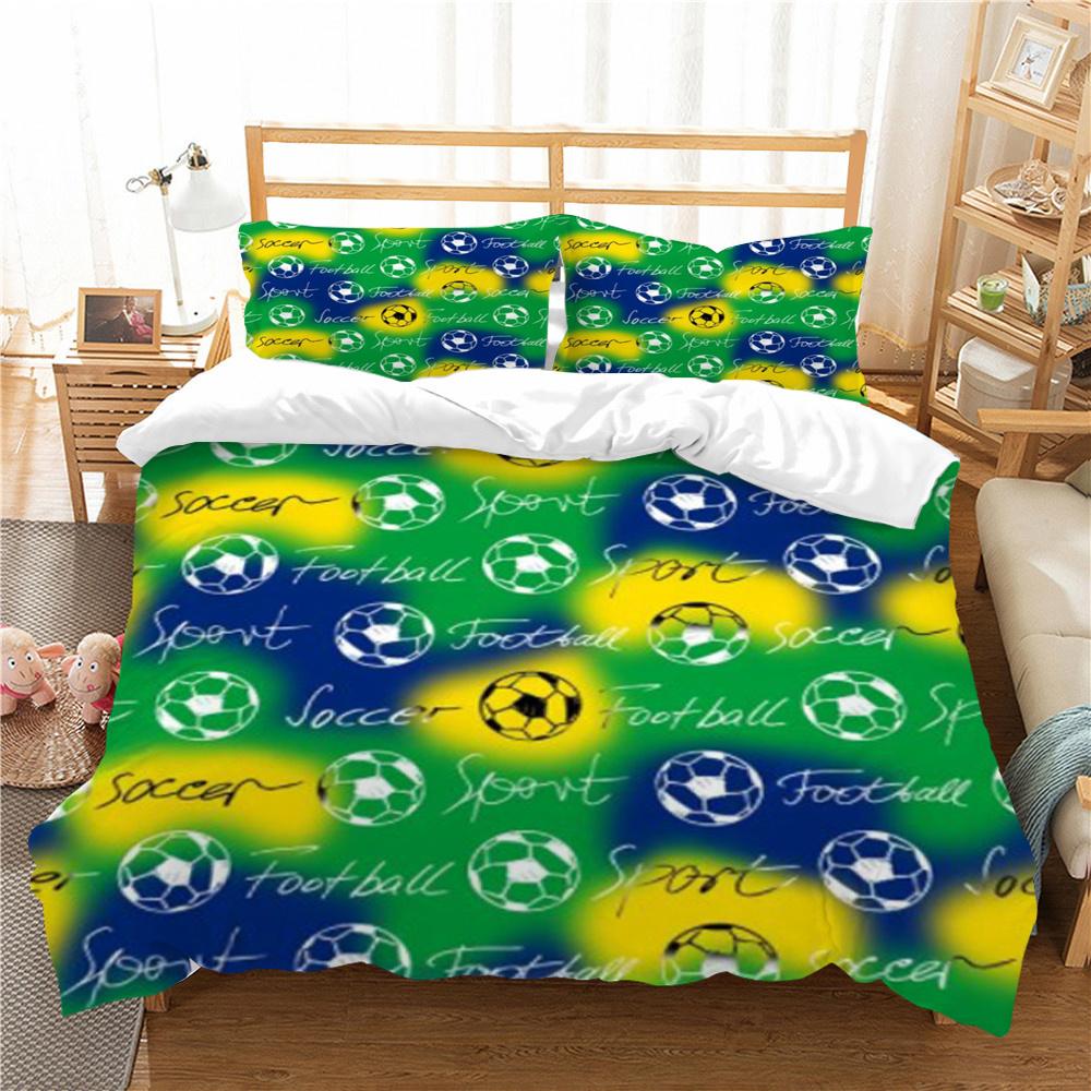 Garnitur Poszewek na Pościel z Nadrukiem 3D Piłki Nożnej Domowa Pościel Queen King Size Chłopiec Mężczyzna Nastolatek Dzieci Luksusowy Zestaw Poszewek na Kołdrę