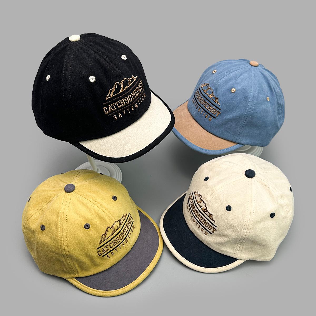 Charm Clothings Women's Black/White/Blue Short Brim Embroidery Letter Color Matching Baseball Cap Men's And Sunshade Personality Casual Versatile Cap 52-60Cm