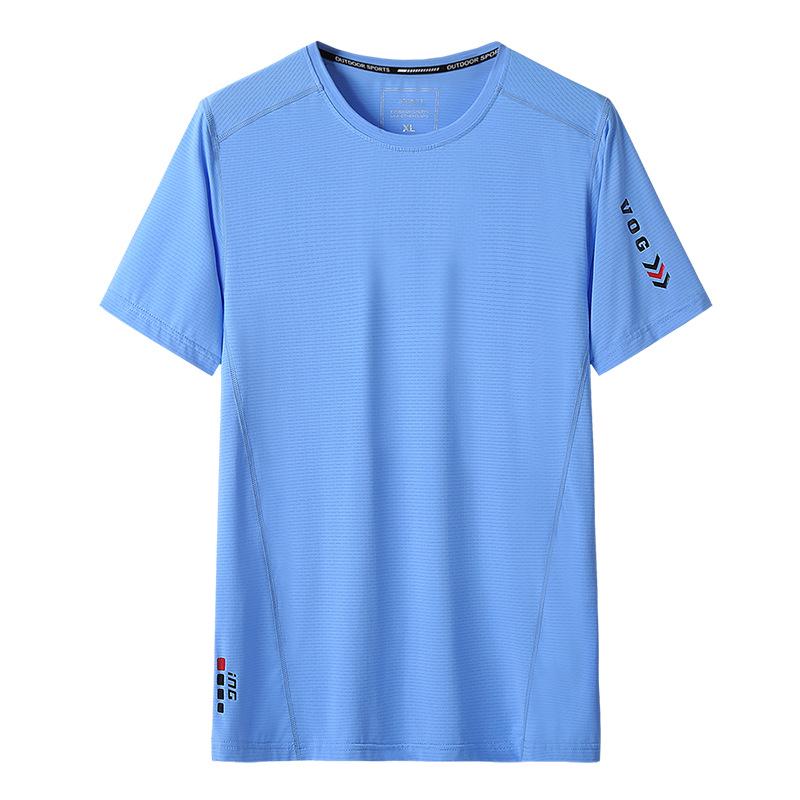 New Ice Silk Men's Round Neck Loose Short Sleeve T-shirt, Summer, Solid Color, Sizes L-9XL.