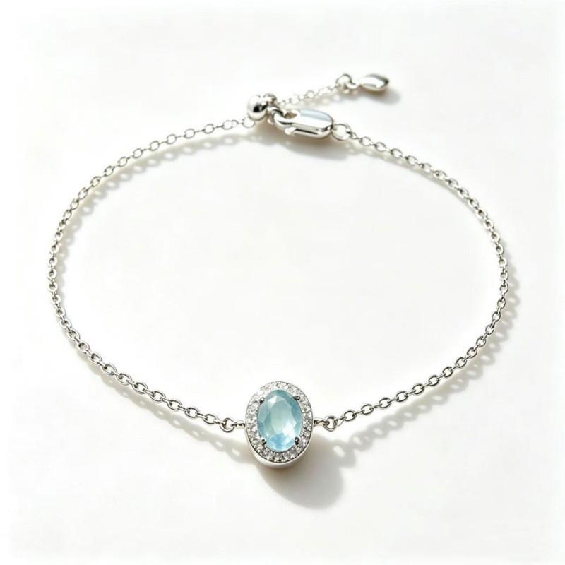 Womens Colorful Gemstone Bracelet Adjustable Oval Gem Jewelry