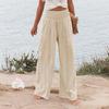 2025 Spring/Summer Women's Solid Color Elastic Waist Wide-Leg Casual Pants