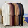 12-Color Slim Fit Long Sleeve Cardigan with Pockets - Casual Muslim Robe Style 1876