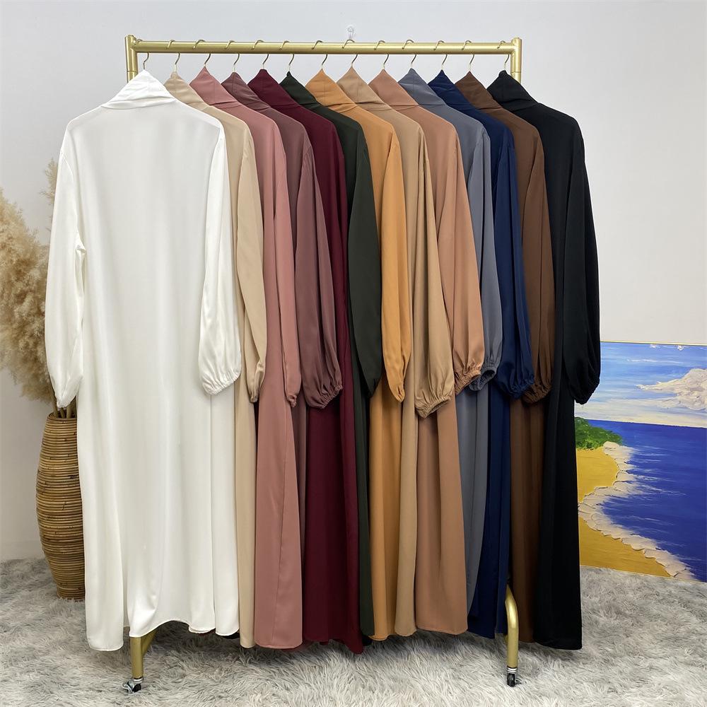 12-Color Slim Fit Long Sleeve Cardigan with Pockets - Casual Muslim Robe Style 1876