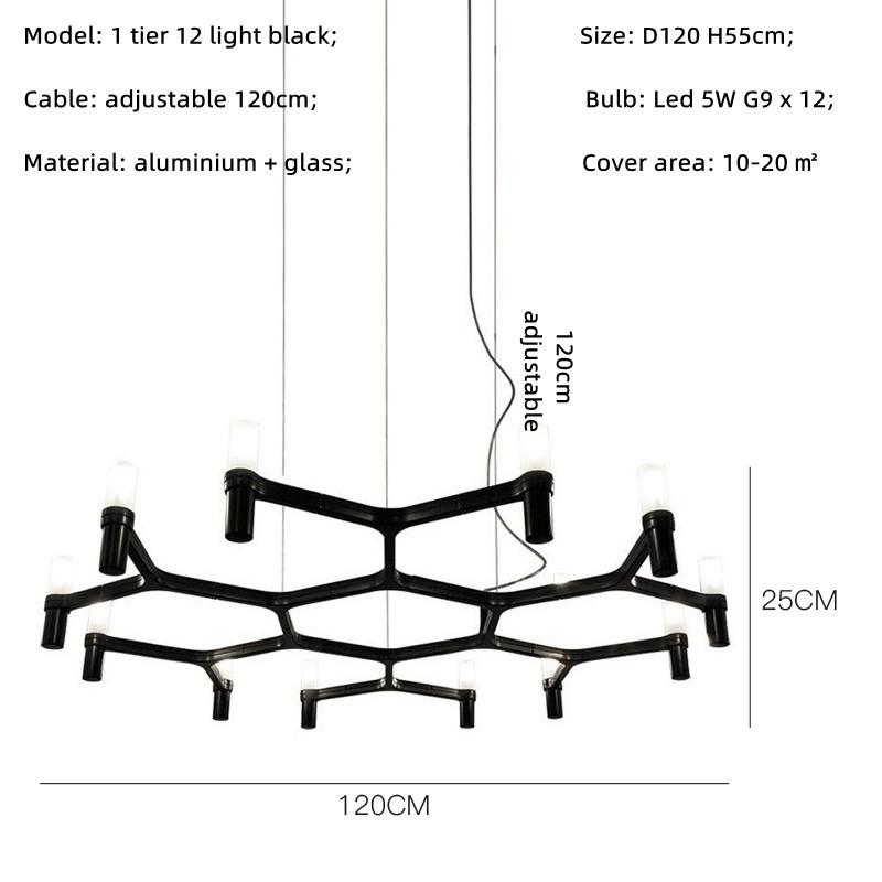 Nordic Luxury Modern LED Chandelier Designer Kitchen Pipe Chrome Lamp Hotel Living Room Room Room Decoration Lighting Fixtures