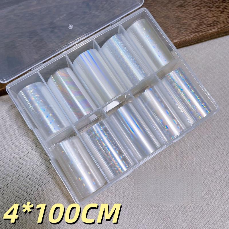 1 Set 10 Patterns Nail Foil Transfer Paper Metal Stickers For Professional DIY Nail Art Salon Home Decor