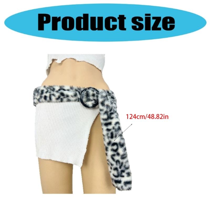 Stretchable Plush Waistband Leopard Print Belt with Flexible Sizing 70-110cm Fine Stitching for Work Casual Outfits