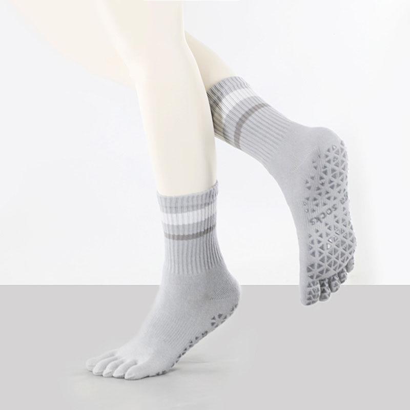 Women's Non-slip Five-toe Mid-calf Yoga & Pilates Compression Socks