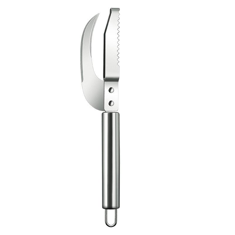 New Stainless Steel 3 In 1 Fish Knife Cut/Scrape/Dig Maw Knife Scale Scraper Sawtooth Peelers Scraping Boning Filleting 1/2PCS