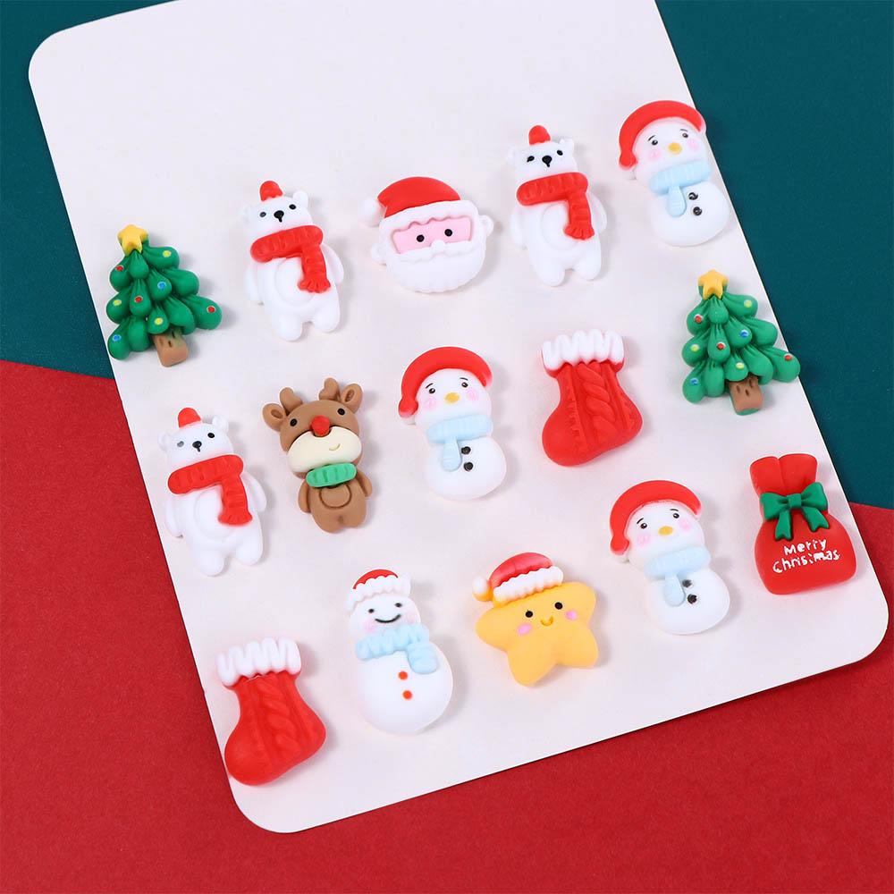Santa Claus Figurines Pattern For DIY Hairpin Making Home Embellishments New Year Ornament Christmas Patches DIY Art Material