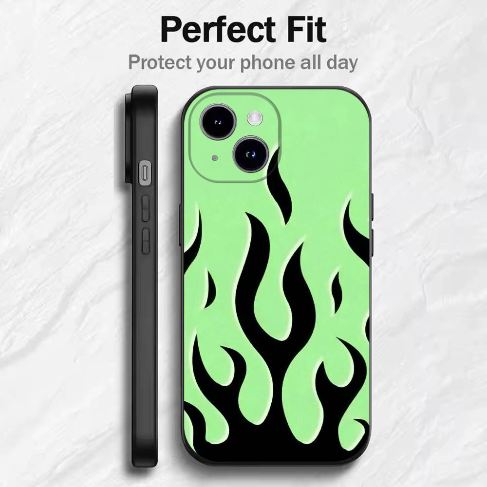 Creative Fashion Flame Phone Case For 17 16 15 14 13 12 11 Mini XS XR X 6S 6 Pro Max Plus Black Soft Cover