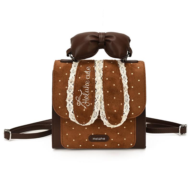 Children's Double-shoulder Bag, Girls' Bow-shaped Handbag for Carrying or Slinging, Two-in-one Lolita Small Schoolbag