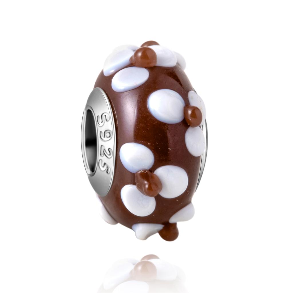 Murano Glass Collection Copper MultiColor Blue Bump Charm Fits Bracelets Women Exquisite Jewellery Accessories Gifts