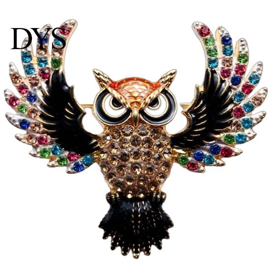 Animal Brooch Accessory Colorful Rhinestone Owl Pin, Bird Shape Lapel Pin for Suit Dress Scarf Hat Bag Decoration, Clothing Gift Men Women Jewelry