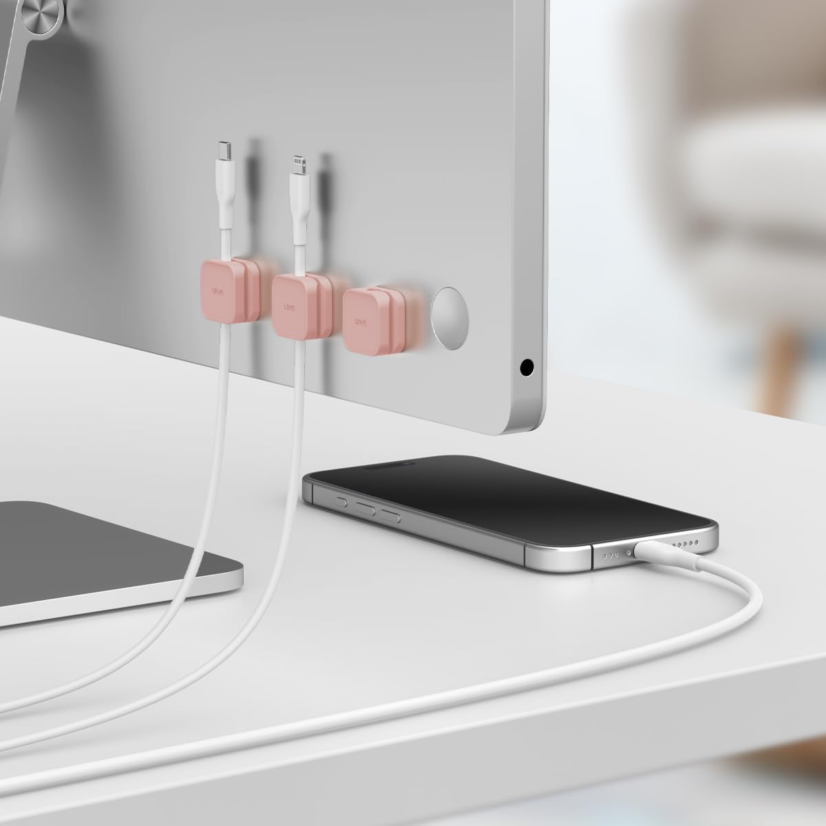 UNIQ POD Adhesive Cable Management (Orange) | 8-in-1 Pack POD Buttons