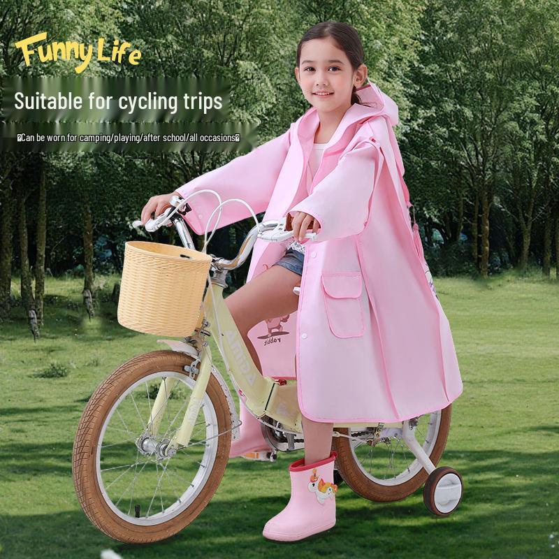 Children's Cartoon EVA Waterproof Raincoat with Hidden Backpack Compartment, Windproof and Heavy Rain Protection for Primary Students