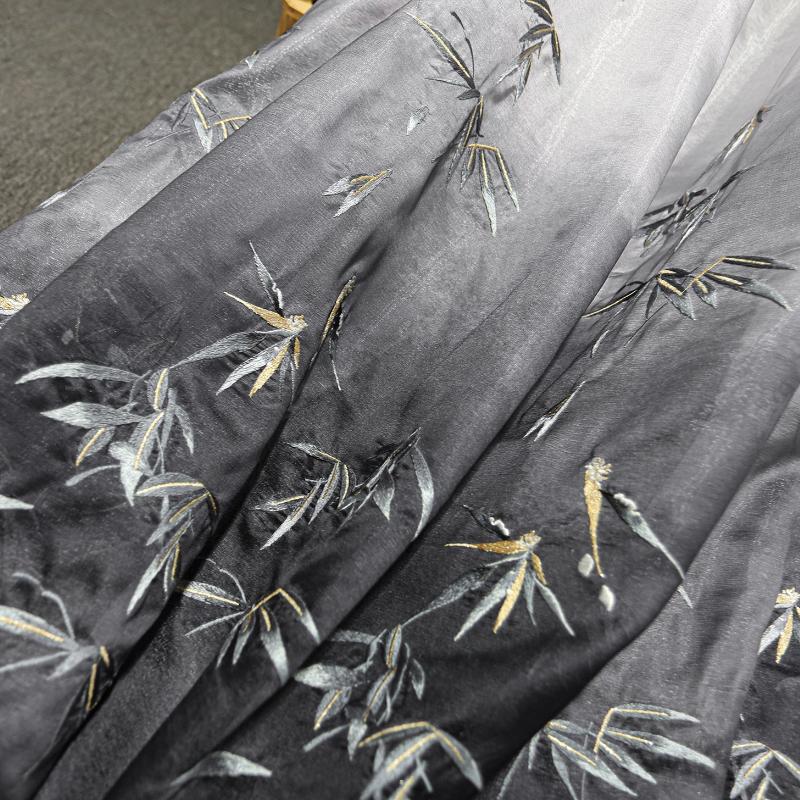 100x150cm Chinese classical style Printed bamboo leaf chiffon embroidery fabric For DIY hanfu shirts doll cloth