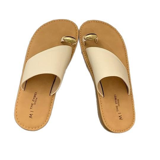Soft Leather Version~ Toe Cool Slippers Women's New 2025 Summer Beach Shoes with Skirt French Sandals