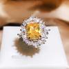 Foreign Trade New Shining Yellow Diamond Ring Fully Encrusted with Zirconia Wedding Dinner Bridal Jewelry Gift