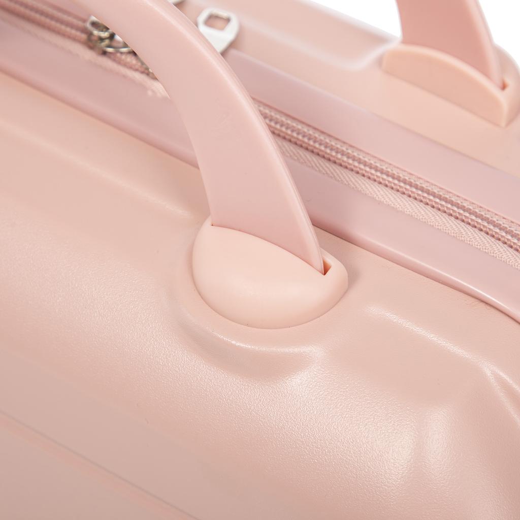 14"/19" 2-Piece ABS Spinner Suitcase Set with Combination Lock & 14" Cosmetic Bag (Pink)