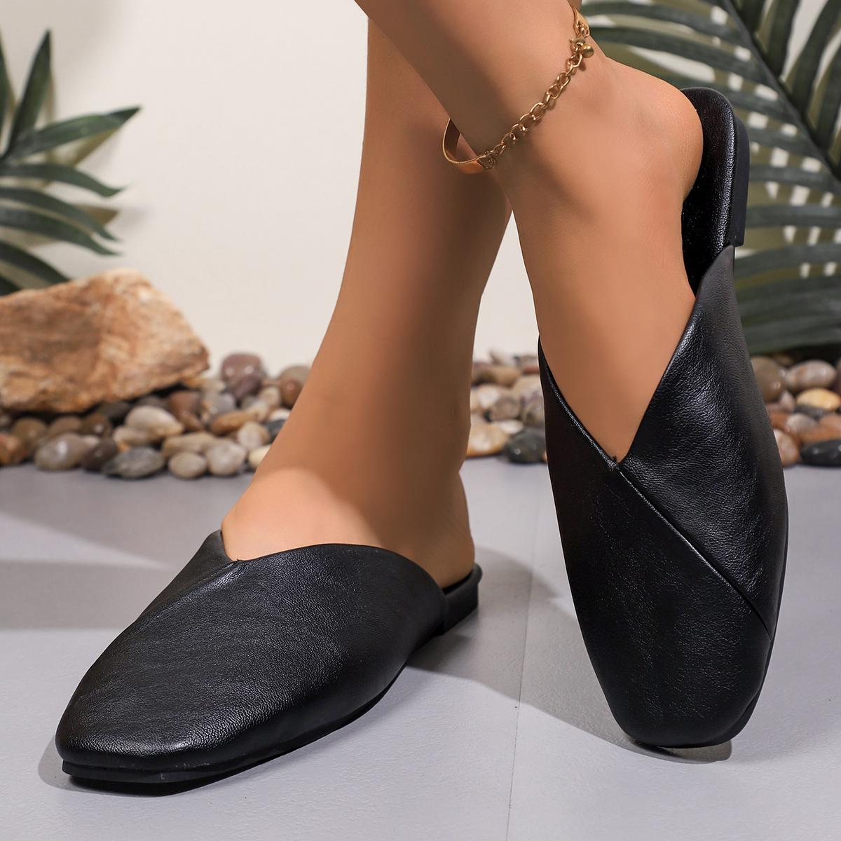 Dames Pantoffels Lente Zomer Effen Kleur Eenvoudige Gesloten Teen Platte Pantoffels Dames Vrijetijd Huis Antislip Pantoffels 43