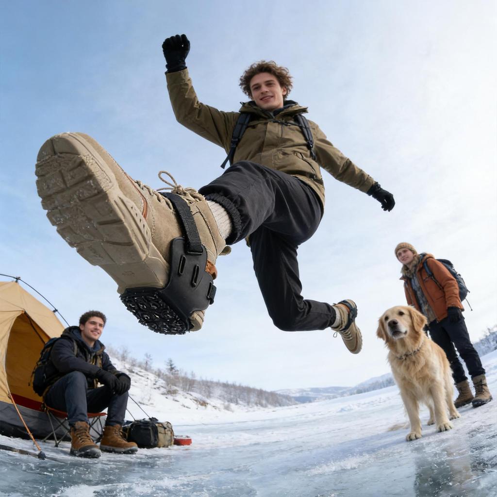 Ice Grips for Shoes Anti-Skid Snow Ice Thermo Plastic Elastomer Climbing Shoes Spikes Grips Cleats Over Shoes Covers Crampons