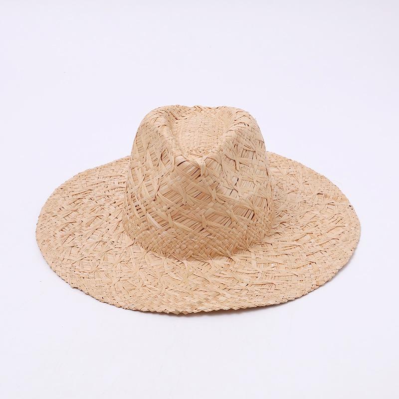 New Natural Raffia Jazz Sun Hats Men and Women's Summer Manual Woven Straw HatFashion Sun Protection Sunshade Beach Hat Panama