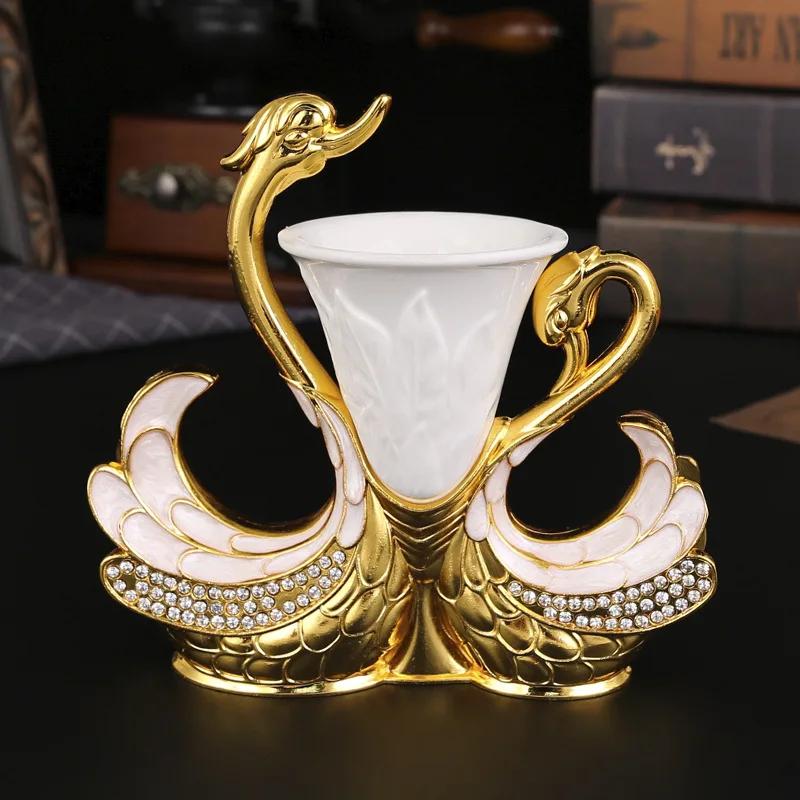 Creative Swan Base Metal Fruit Fork Mooncake Fork Dessert Spoon Home Desktop Tableware Storage