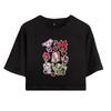 Tricou cu mânecă scurtă cu mânecă scurtă și cu gât rotund, cu imprimeu animat, elegant Hazbin Hotel, crop topuri sălbatice, casual, pentru vară