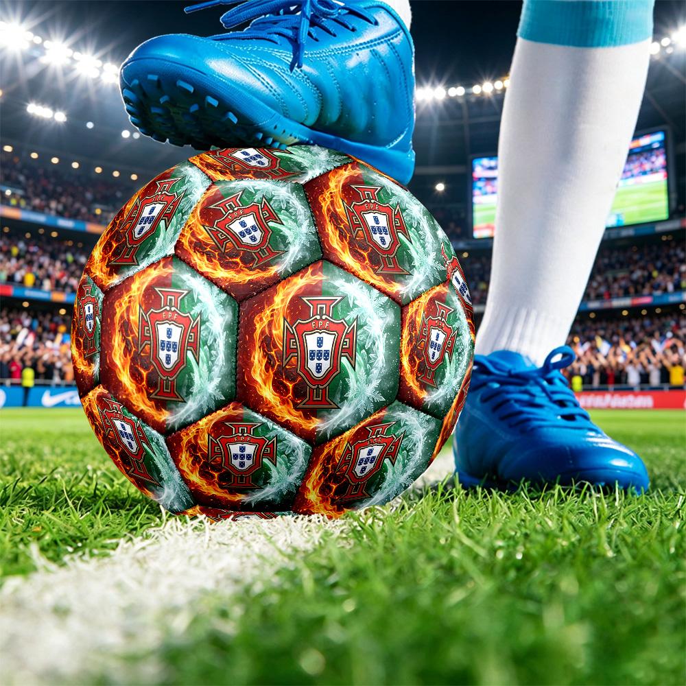 Pallone da Calcio Stampato Portogallo Taglia 5 Resistente all'Usura Standard Pallone da Allenamento per Adulti Regalo per tifosi per Partite Indoor Outdoor Sport