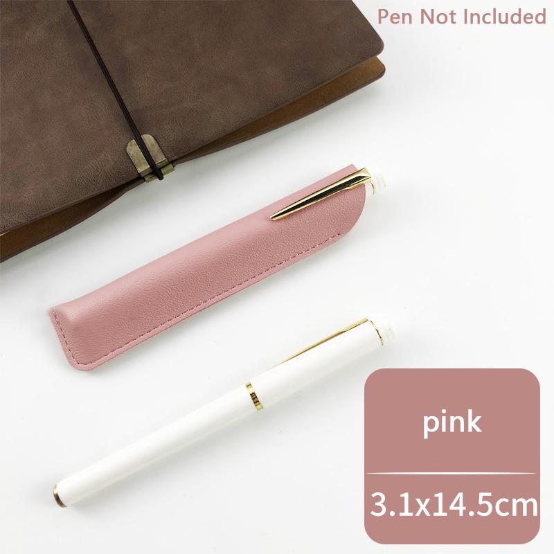 Pu Leather Pencil Holder School Pen Storage Bag Pen Case Solid Color Wear-Resistant Pen Protective Sleeve Small Sign Pen Cover