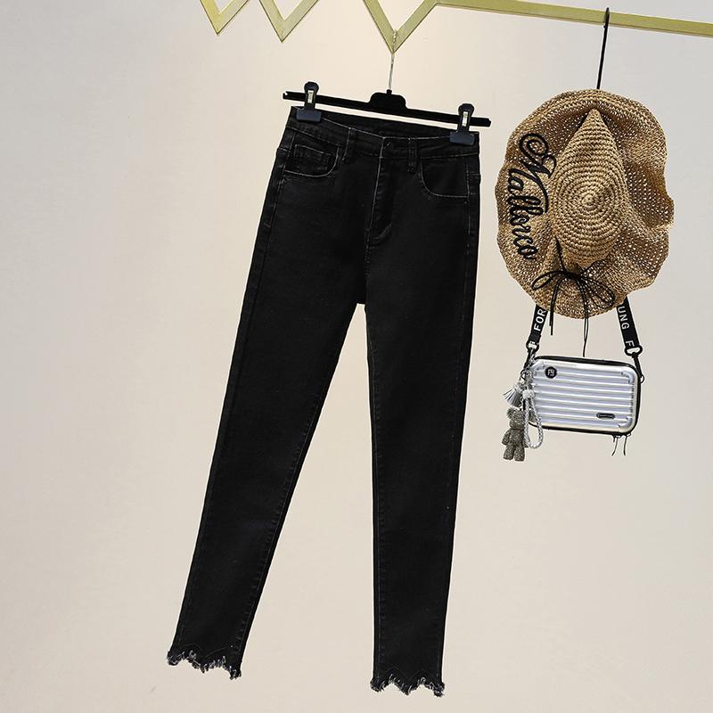 

DIMANAF 2022 новые джинсы больших размеров, осенние женские базовые эластичные брюки, свободные повседневные женские черные брюки, брюки 3XL чёрный