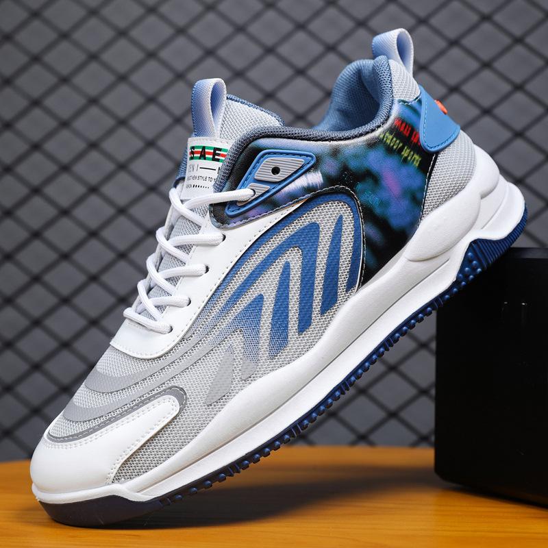 Fashion New breathable fabric casual shoes for spring and summer, comfortable flat bottom anti slip basketball sports men's shoes