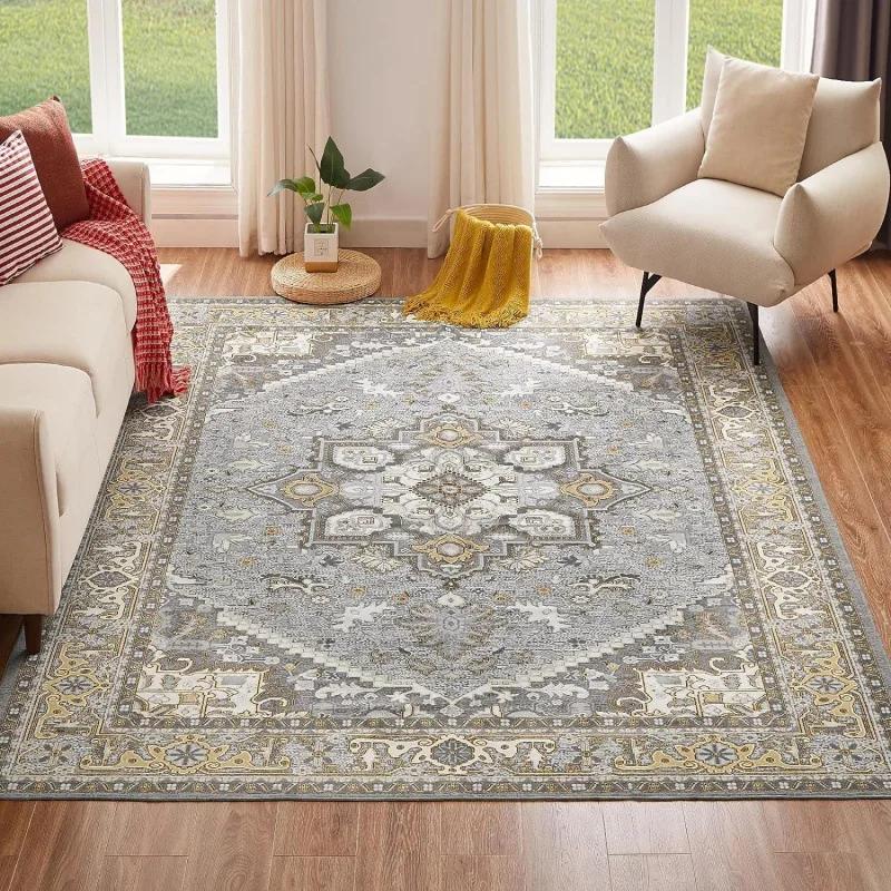 

1PC Persian National Style Crystal Velvet Carpet Dirt Resistant Living Room Coffee Table Mat Hotel Home Decoration 60x90cm