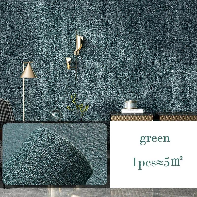 10 Meter 3D Linen Self-adhesive  PVC Solid Color Thickened Waterproof Background Wall Linen Flat Design Decor Wall Sticker