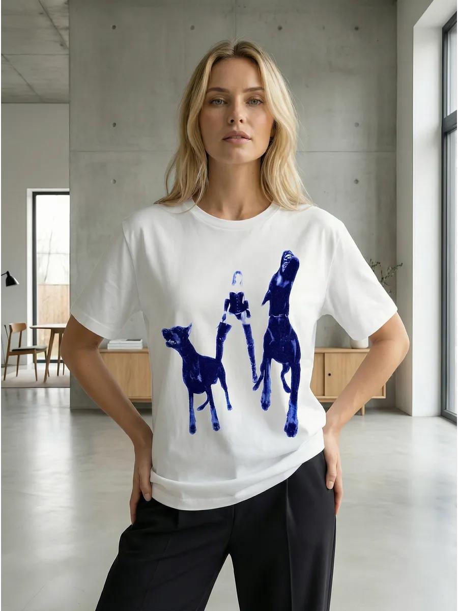 Oversized thick Y2K T-shirt with pinterest print S