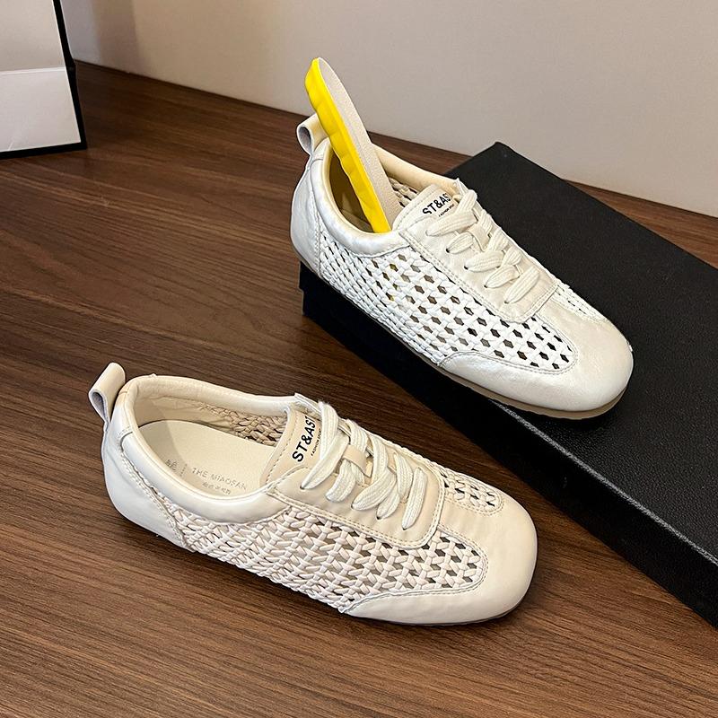 Fashion Summer New Retro Mesh Breathable Woven Hollow Forrest Gump Shoes Women's Sports and Leisure Moral Training Shoes Wear Outside