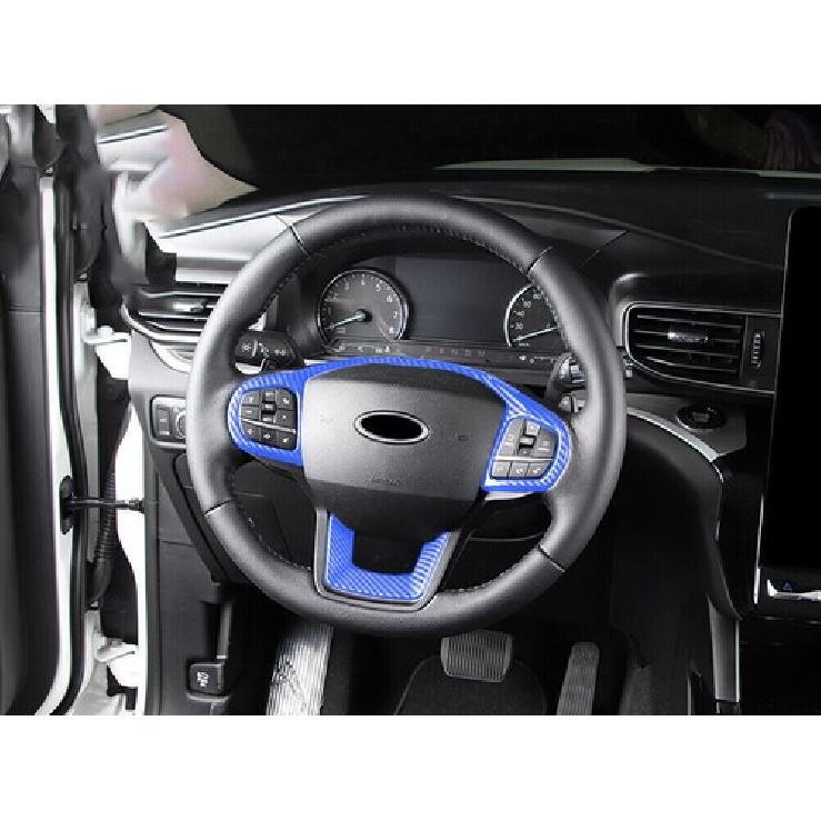 Steering Wheel Switch Button Trim 1* For Ford Explorer -23 Blue Carbon Fiber