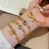 24K Gold-Plated Zircon Flower Bracelet: Luxurious Vintage Court-Style Bangle