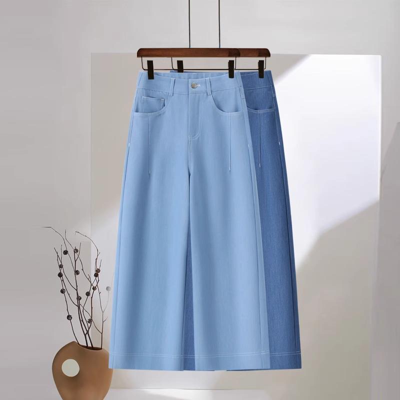 

Women s Light Blue High-Waisted Cropped Jeans - Spring/Summer 2025 Fashion M [95-105 lbs] светло-синий