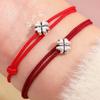 1/3Pcs Red Four-leaf Clover Bracelets for Women Men Adjustable Handmade Red Lucky Rope Couple Minimalist Jewelry Accessories