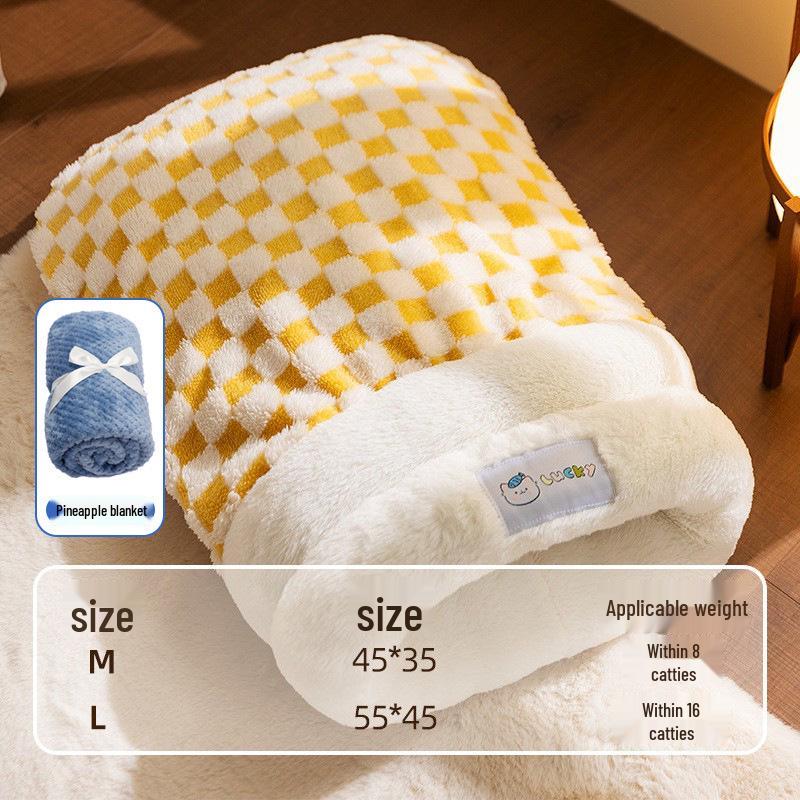 Przytulny śpiwór i łóżko dla kota: Ciepłe, zamknięte gniazdo zapewniające komfort zimą