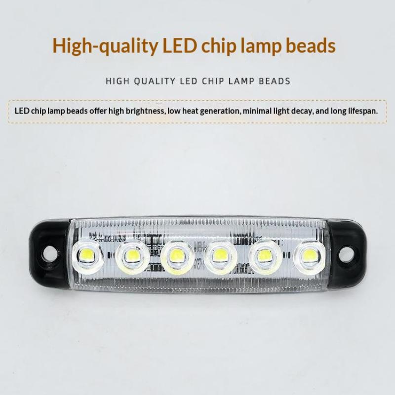 24V 6 Led Side Marker Lights Car External Lights Warning Tail Light Signal Brake Lamps For Truck Trailer Lorry Bus