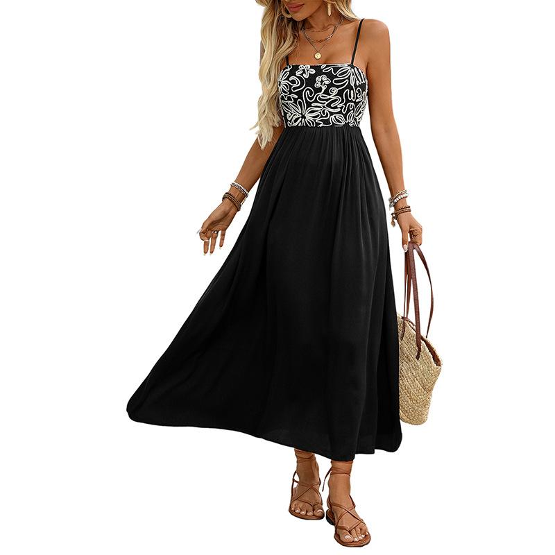 Women's Art Style Summer Dress Sleeveless Casual Halter Dress