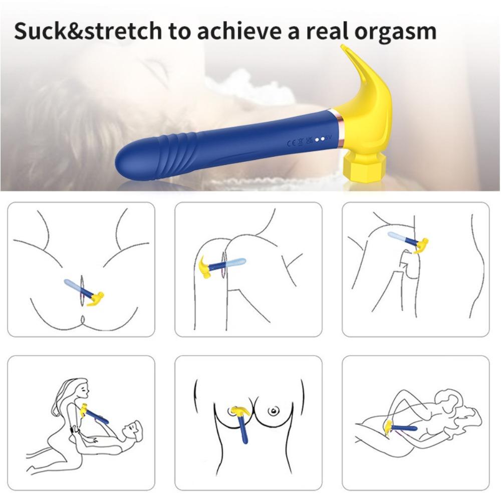 4IN1 Hammer Shape Thrusting Vibrators G Spot Clit Sucker Clitoris Stimulation Anal Nipple Masturbation Adult Sex Toys for Couple