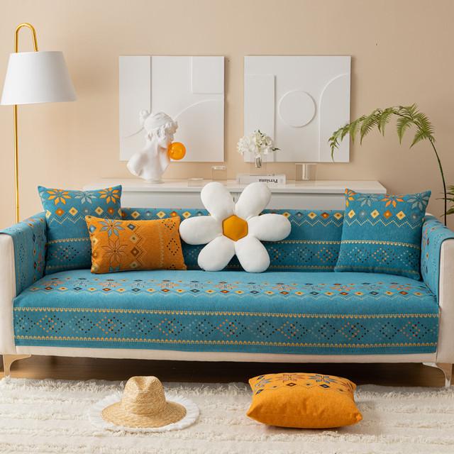 Chenille Embroidery Sofa Cushion Thickened Non -Slip Sofa Cover Four Seasons Universal Living Room Sofa Cover Backrest Towel